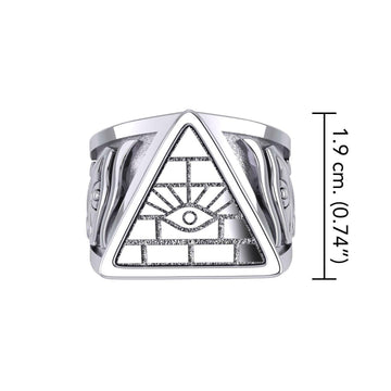 Eye of Providence Silver Ring With Eye of Horus Side TRI2412 - Jewelry